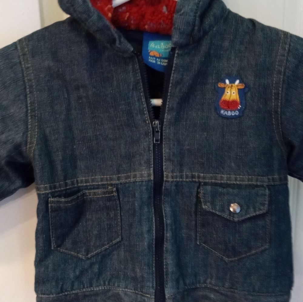💫Kaboo Kids Toddkers Blue Denim Embroided Jacket with Hood